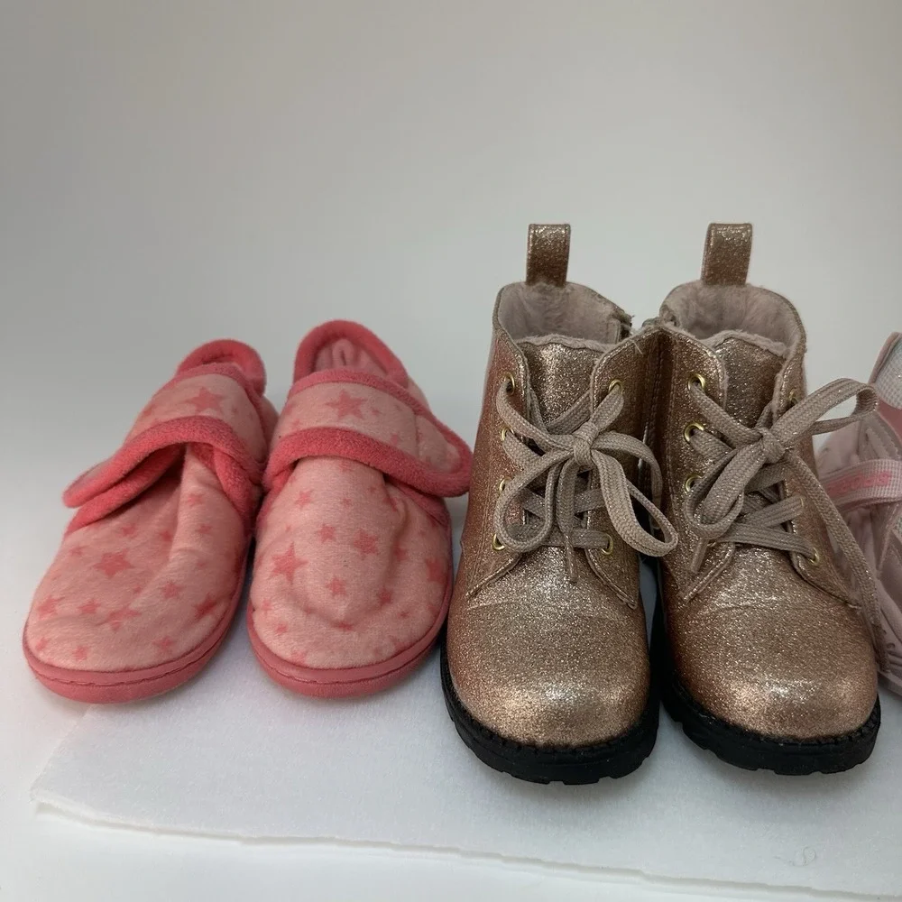Lot 4 Girls Shoes Boots Sneakers Slippers H&M Adidas Pink Sizes 23 25 26 8